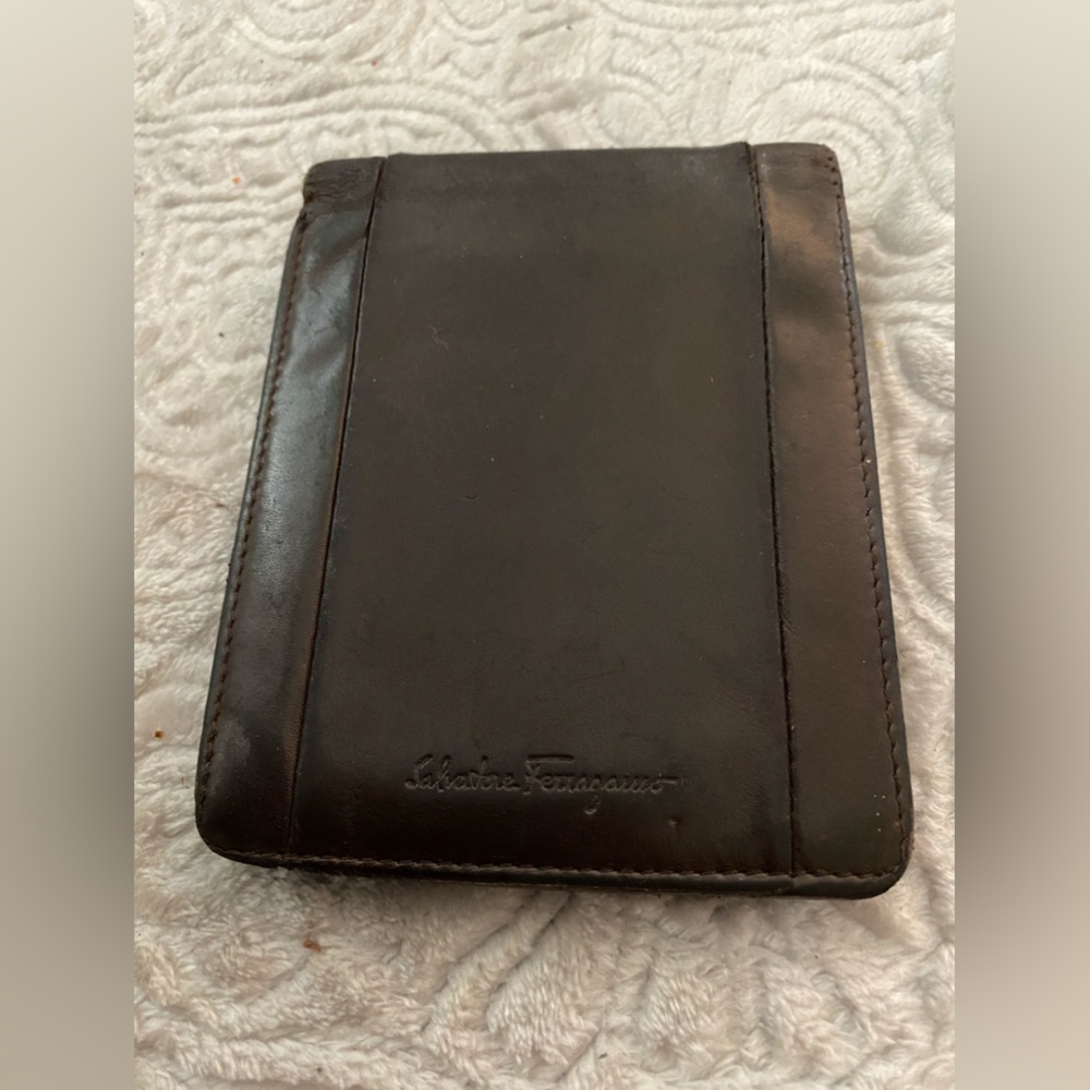 Salvatore Ferragamo leather wallet dark brown